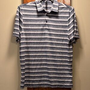 NWT Adidas Navy and White Striped Polo